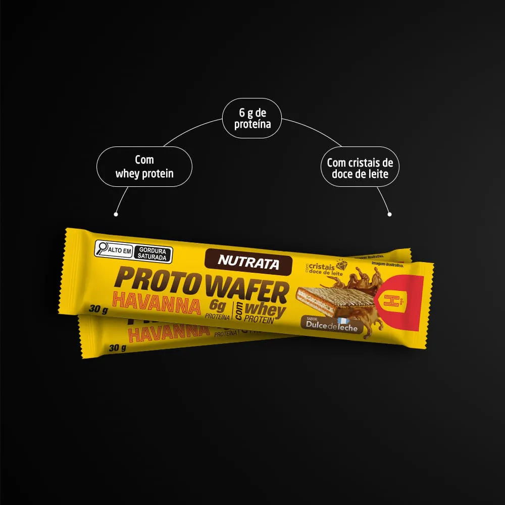 Proto Wafer Havanna 30g display c/ 12 wafers - Dulce de Leche