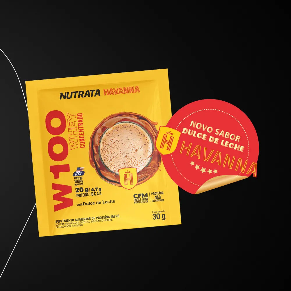 W100 Whey Concentrado Havanna 30g display c/ 12 sachês - Dulce de Leche