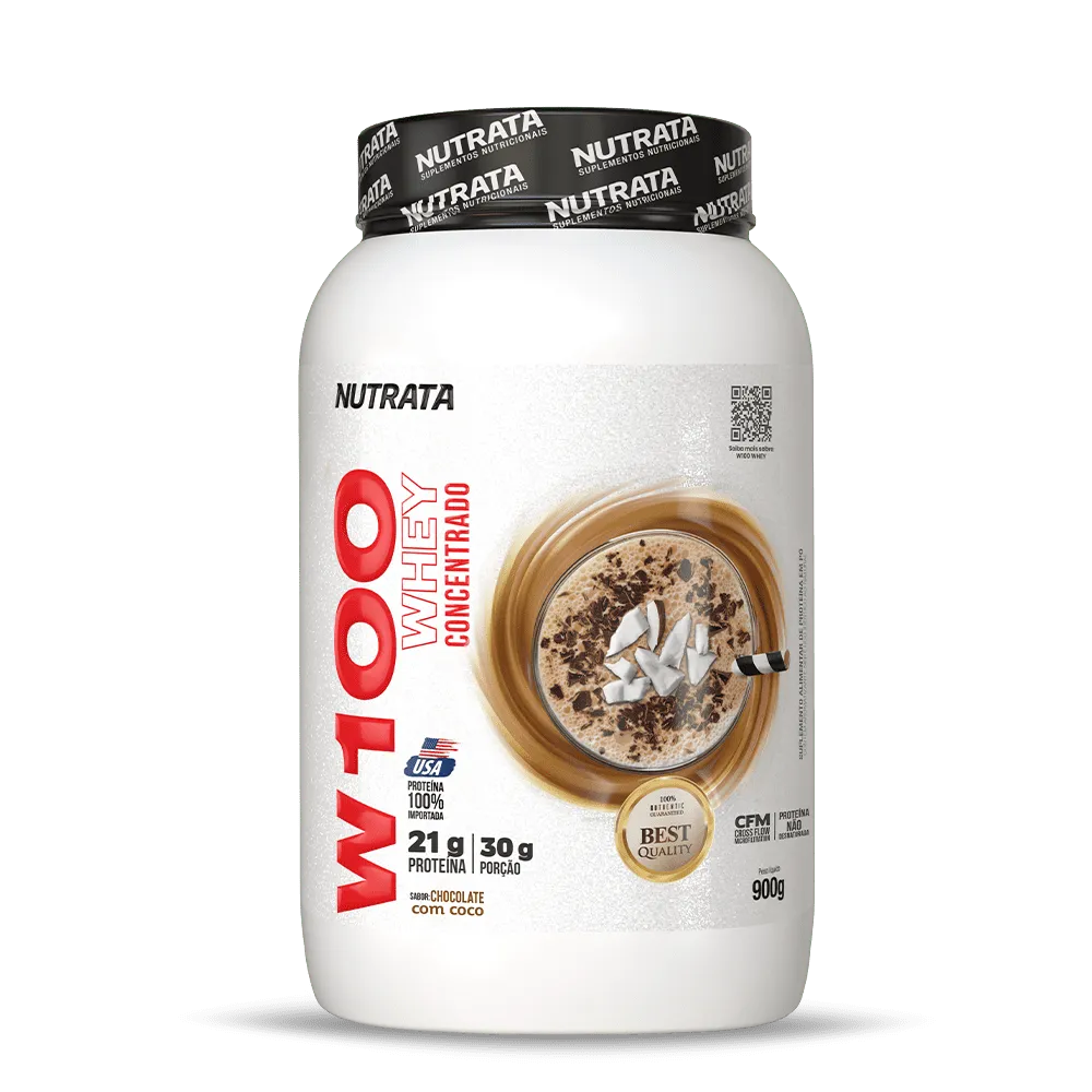 W100 Whey Concentrado 900g - Chocolate com Coco
