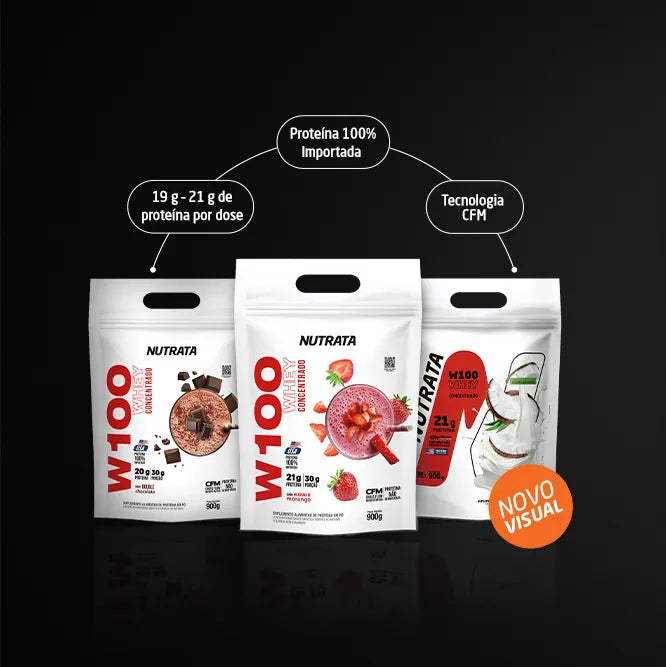 W100 Whey Concentrado 900g refil - Cookies e Cream
